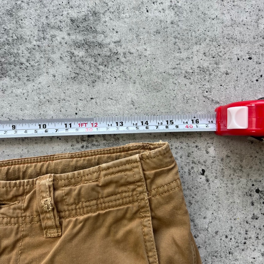 Y2K American Eagle Shorts Mens 28 Tan Khaki Cotton Multi Pocket Rugged Cargo - Picture 4 of 6